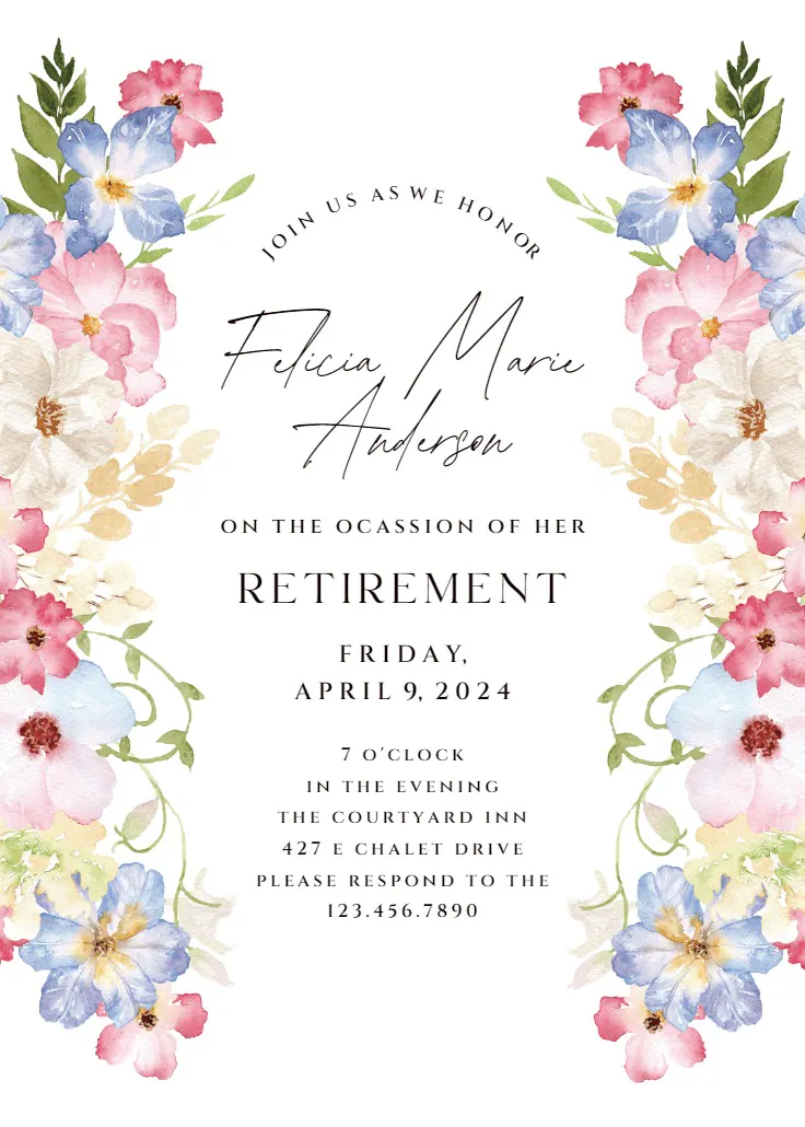 Spring fairy flower - emeklilik &amp; veda partisi davetiyesi